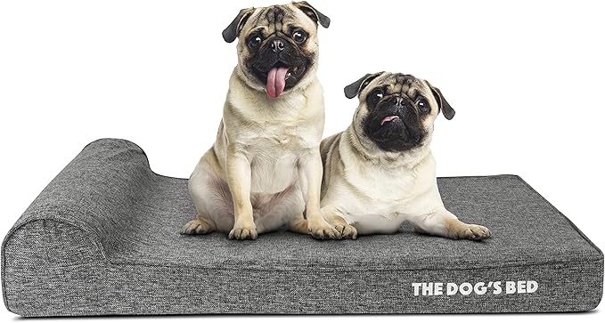The Dog’s Bed Orthopedic Headrest Dog Bed, Large Grey Linen, Memory Foam, Pain Relief for Arthritis, Hip & Elbow Dysplasia, Post Surgery, Lameness, Waterproof Washable Cover