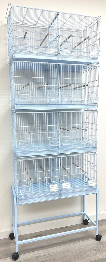 LOT of Stackable Breeder Bird Flight Cage with Removable Center Divider and Breeding Nest Box Doors with Removable Rolling Stand