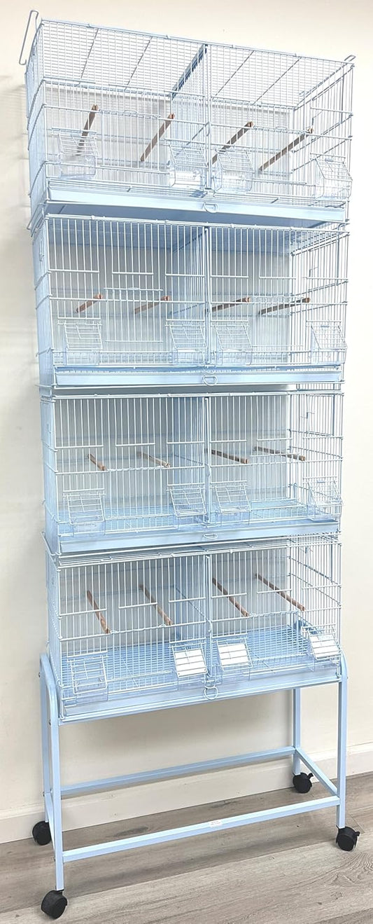 LOT of Stackable Breeder Bird Flight Cage with Removable Center Divider and Breeding Nest Box Doors with Removable Rolling Stand