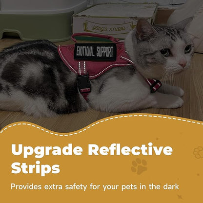 Tactical Cat Harness Adjustable Soft Padded Training Walking Esacpe Cat Vest Harness No-Pull Pet Harness Reflective with Easy Control Handle (Pink, Leash-L)
