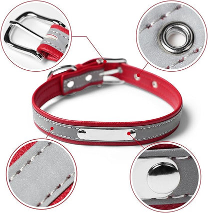 Personalized Reflective Cat Collars with Name Tag and Plated,Engraved Custom Cat Collar with Name and Phone,Kitten Collar with Safety Buckle Adjustable for Cats and Kitten(Red)