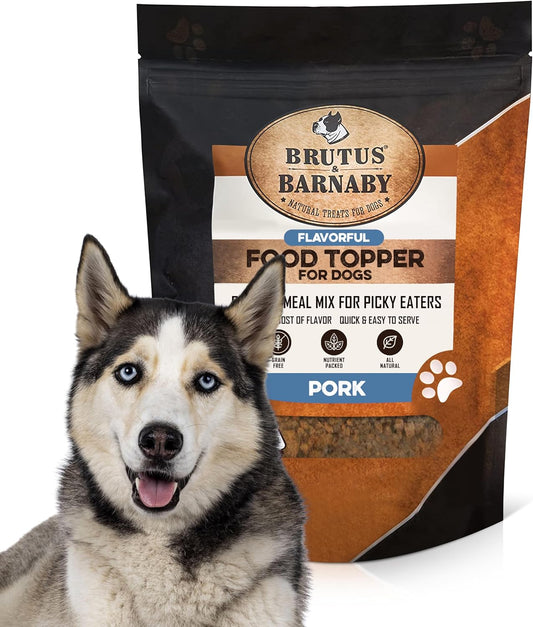 BRUTUS & BARNABY Dog Food Topper - Pork - Enhance Your Dogs Kibble with This Bacon Flavor Packed Mix - Sprinkle On Dog Food Flavoring for Picky Eaters - Just One Single Ingredient