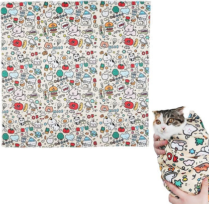 27.6" Large Cat Grooming Wrap – Anti-Escape Cat Wrap for Cutting Nails, Brushing & Medication – Soft, Comfortable, Reusable, Self-Adhering, Holds Cats Up to 15lbs (Elephant Cat)