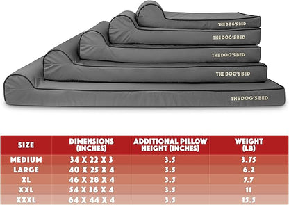 The Dog’s Bed Orthopedic Headrest Dog Bed Med Grey/Black, Memory Foam, Pain Relief: Arthritis, Hip & Elbow Dysplasia, Post Surgery, Lameness, Waterproof Washable Cover