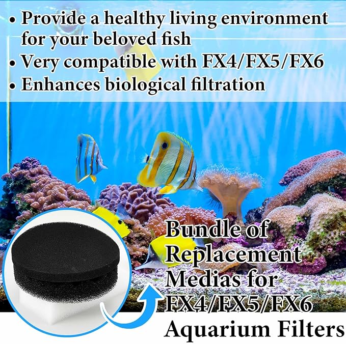 9 Pcs Replacement Filter Media Kit Compatible with Fluval Fx4/fx5/fx6 Aquarium Filters Including Biological-Foam Pads, Biological-Foam Block, Media, Carbon Foam Pad, Silicone Lube