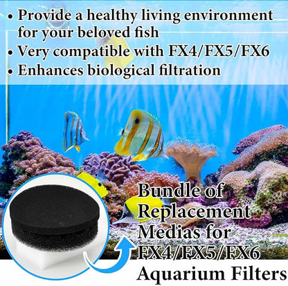 9 Pcs Replacement Filter Media Kit Compatible with Fluval Fx4/fx5/fx6 Aquarium Filters Including Biological-Foam Pads, Biological-Foam Block, Media, Carbon Foam Pad, Silicone Lube