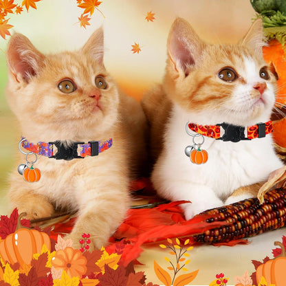 Talltalk 15 Pcs Holiday Cat Collars Thanksgiving Christmas Adjustable Breakaway Cat Collars Bundle with Plastic Buckle for Fall Seasonal Holiday Pet Kitten
