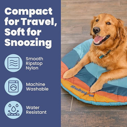 Travel Dog Bed Mat (42" x 30") – Foldable, Packable Outdoor Camping Dog Bed – Lightweight, Water Resistant & Cozy with Soft Padding – Compact, Portable & Machine Washable – Large & Small Breeds - Teal