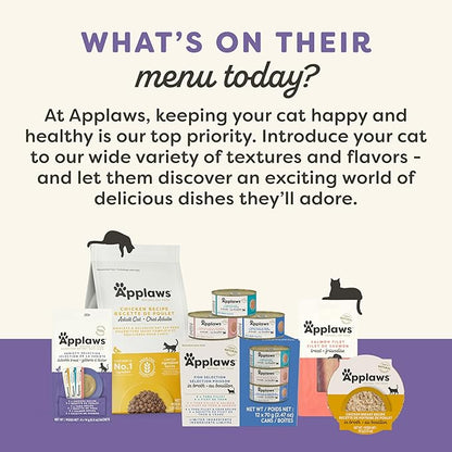 Applaws Natural Wet Cat Food in Broth, Limited and Natural Ingredients, High Protein with No Artificial Additives, Variety Pack in Broth (12 x 5.5oz Cans)