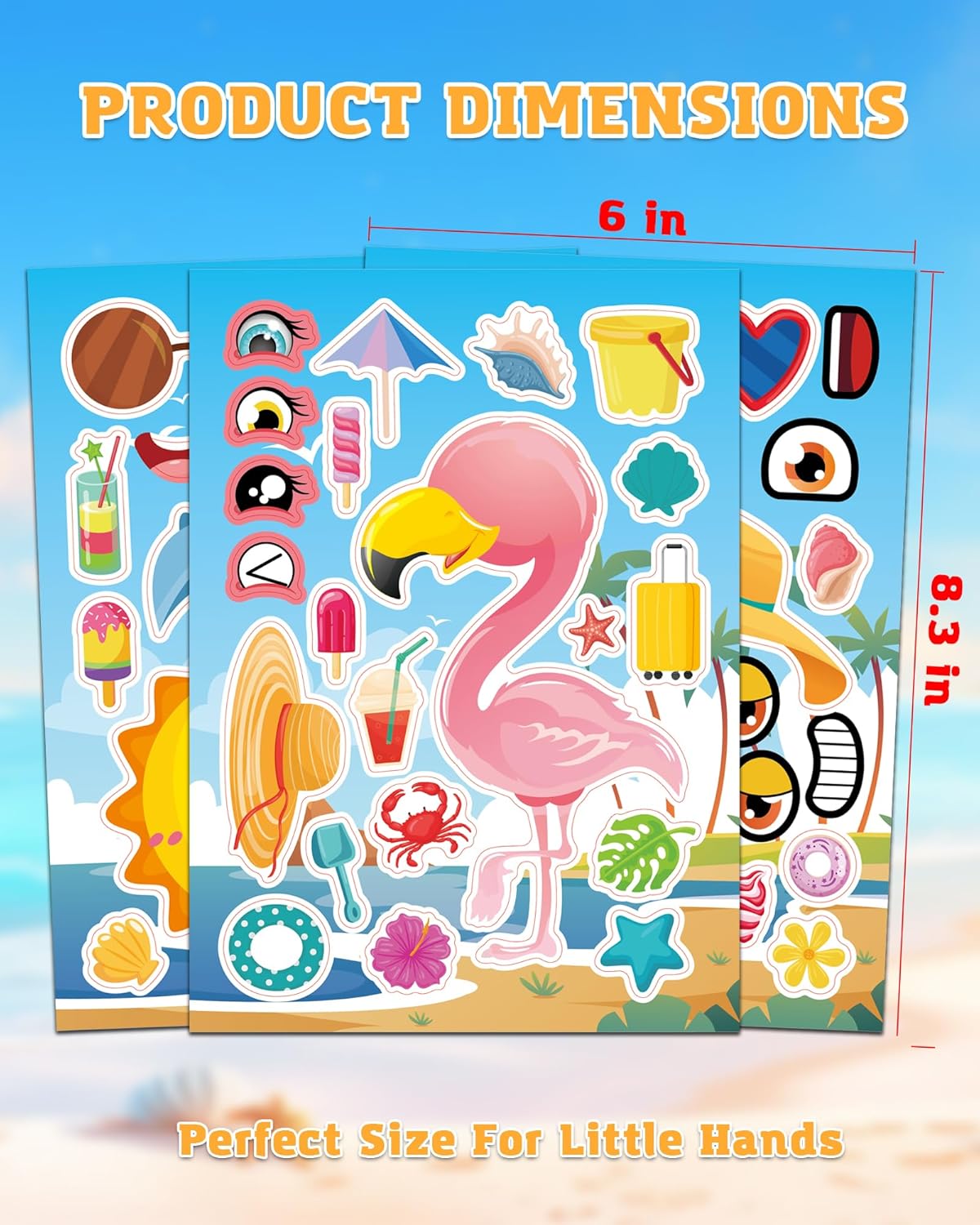 Aowplc 48 Sheets Summer Fun Make-a-Face Sticker Set for Kids – Create Your Own Faces with Beach, Tropical & Animal Stickers – Ideal Summer Crafts, Party Favors & Creative Activities