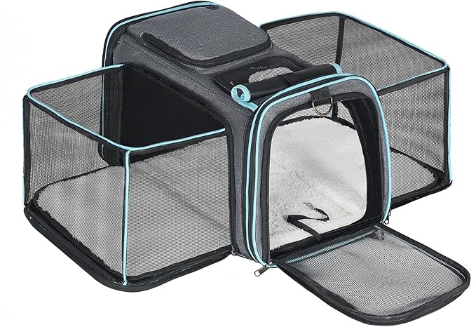 Pesen Expandable Dog & Cat Carrier, Airline Approved Soft Pet Carrier, Breathable & Collapsible Design, Ideal for Small Dogs, Cats, Rabbits and Other Small Animals – Larger Expansion Area for Comfort