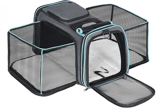 Pesen Expandable Dog & Cat Carrier, Airline Approved Soft Pet Carrier, Breathable & Collapsible Design, Ideal for Small Dogs, Cats, Rabbits and Other Small Animals – Larger Expansion Area for Comfort
