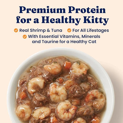Solid Gold Wet Cat Food Shreds in Gravy - Canned Cat Food Made w/Real Tuna & Shrimp - Five Oceans Grain Free 16ct/6oz Can