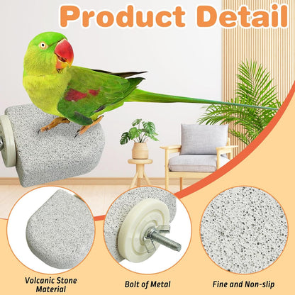 PINVNBY 6 PCS Bird Perch Bird Beak Grinding Stone Calcium Mineral Parrot Perch Foot Claws Trimmer Chew Toy Cage Accessories for Small Medium Budgie Cockatiel Conure Lovebird Finch