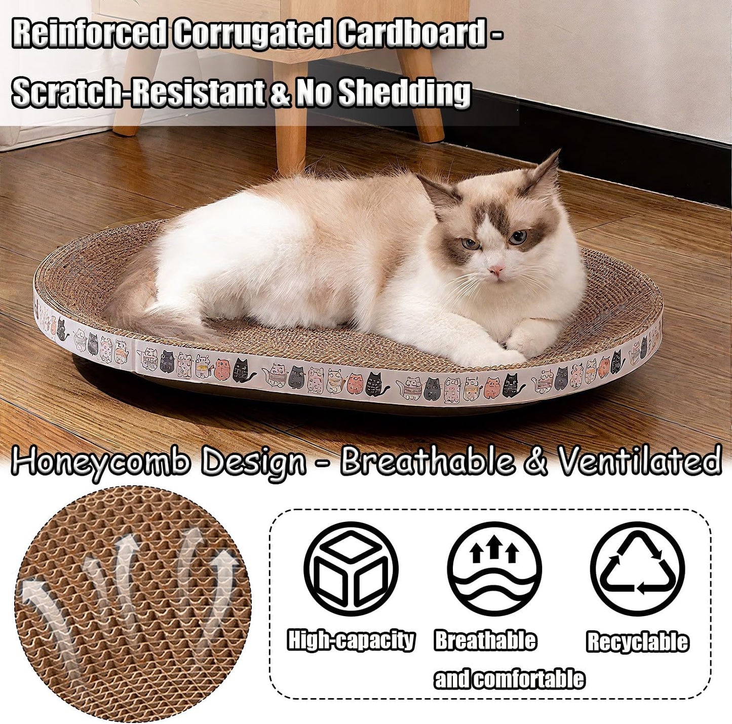 Cat Scratch Pad, 4 Pack Cardboard Cat Scratcher Pad Board Bed Bowl Cat Scratch Bed, Cat Scratcher Bed for Cats Grinding Claw Furniture Protector Indoor