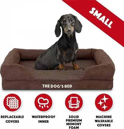 The Dog’s Bed Orthopedic Dog Bed Medium Brown Plush, Premium Memory Foam, Pain Relief: Arthritis, Hip & Elbow Dysplasia, Post Surgery, Lameness, Waterproof Washable Cover