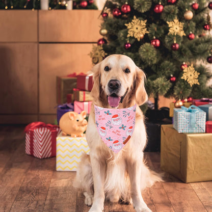 ADOGGYGO Pink Christmas Dog Bandana, Santa Xmas Tree Dog Scarf, Adjustable Fit Pink Pet Christmas Bandanas for Large and Extra Large Dogs (X-Large)