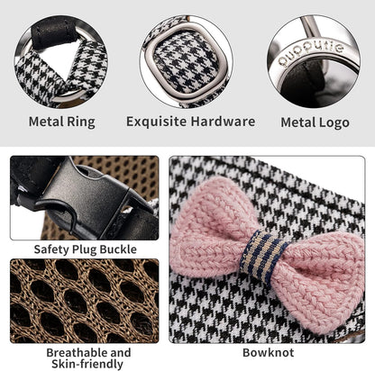 Puppytie No Pull xs Dog Harness with Multifunction Dog Leash,Soft Adjustable No Choke Escape Proof Pet Harness Vest,Knitted Black-White,xs