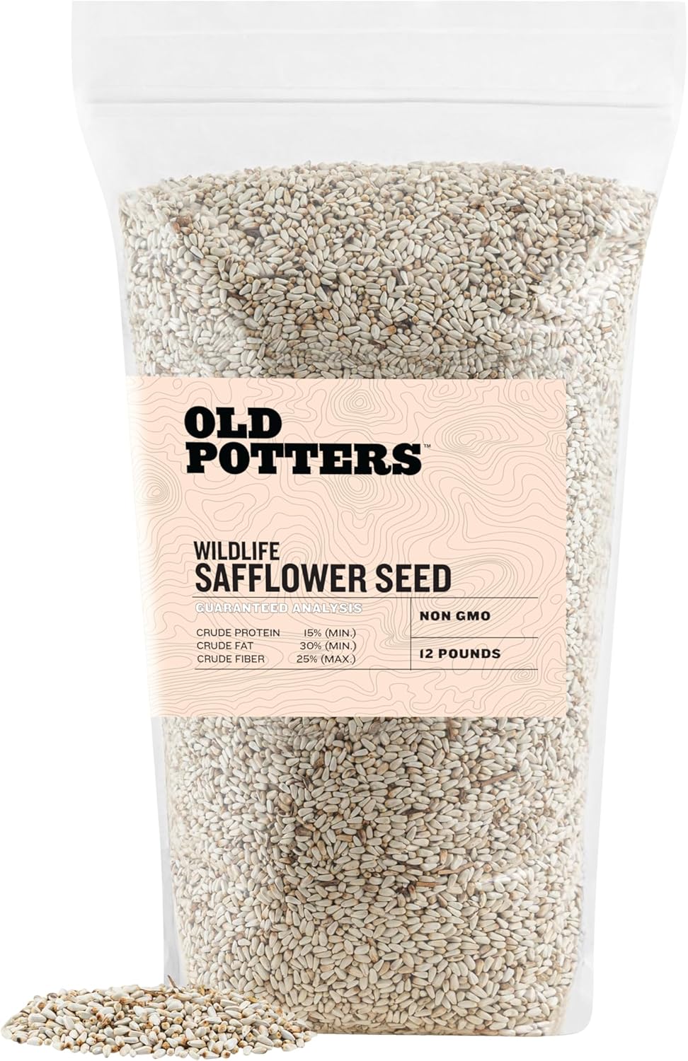 Old Potters Wildlife Safflower Seed for Wildlife Bird Feeding, Non-GMO and USA Small Farm Grown, 12 lbs