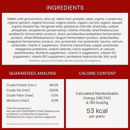 Stella & Chewy's Freeze-Dried Raw Dinner Patties - Absolutely Rabbit Recipe - High Protein Grain-Free Puppy & Dog Food - Perfect For Picky Eaters - 25 oz