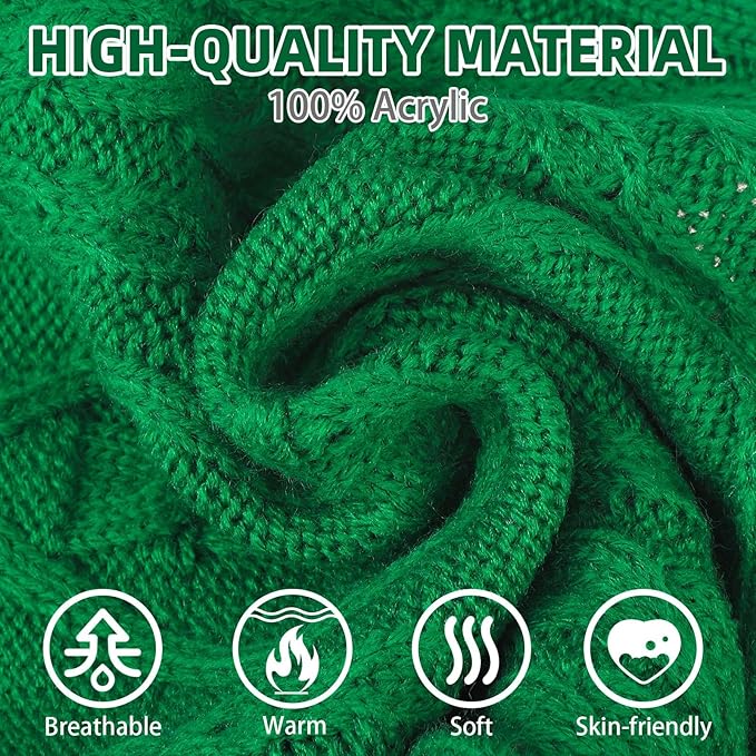 PUPTECK Winter Cat Sweater Coat - Soft Warm Cold Weather Clothes Knitwear for Kittens & Small Dogs Indoor Outdoor Wearing, Knitted Classic for Doggies Kitties Girls Boys, Green, M