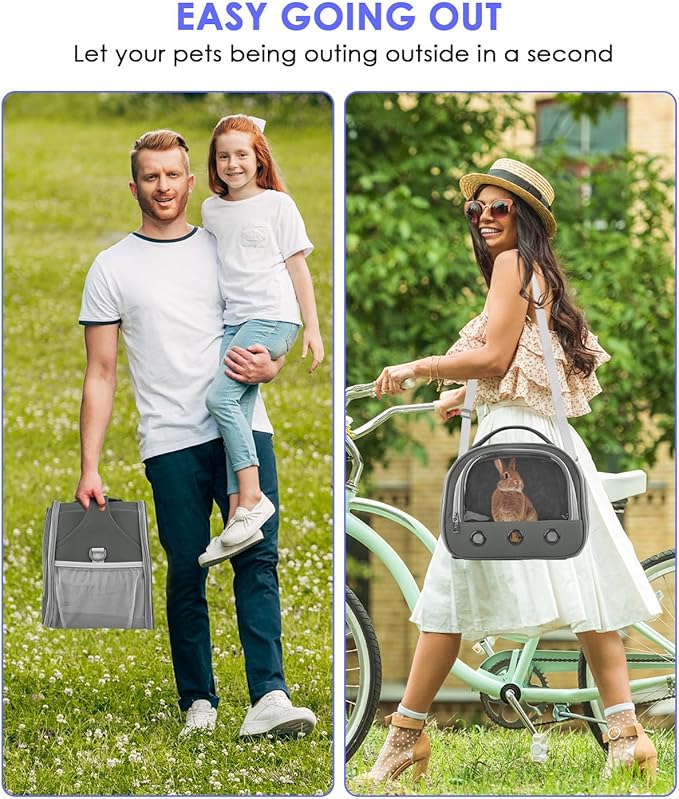 Bissap Guinea Pig Carrier Bag, Portable Small Animal Carrier Pouch for Hamster Chinchilla Rabbit Gerbil Hedgehog Sugar Glider Outgoing Travel Carrying Case - Grey