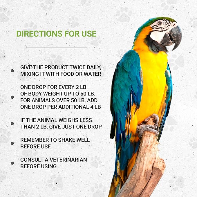 Birds Anxiety | Natural Herbal Dietary Pet Supplement for Birds | Support Stress Relief | Alcohol-Free Extract, Chamomile, Lemon Balm, Lavender, Linden, Fennel 2 oz