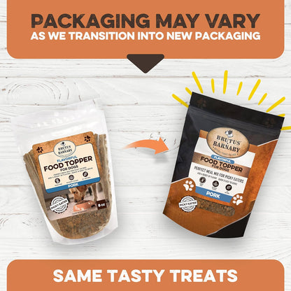 BRUTUS & BARNABY Dog Food Topper - Pork - Enhance Your Dogs Kibble with This Bacon Flavor Packed Mix - Sprinkle On Dog Food Flavoring for Picky Eaters - Just One Single Ingredient