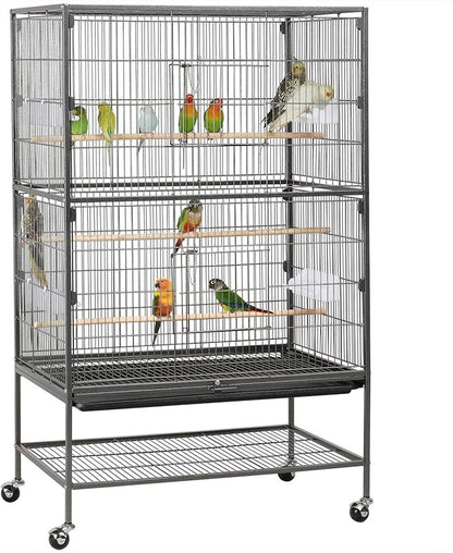 Yaheetech 52-inch Wrought Steel Standing Large Flight King Bird Cage for Cockatiels African Grey Quaker Amazon Sun Parakeets Green Cheek Conures Pigeons Parrot Bird Cage Birdcage with Stand