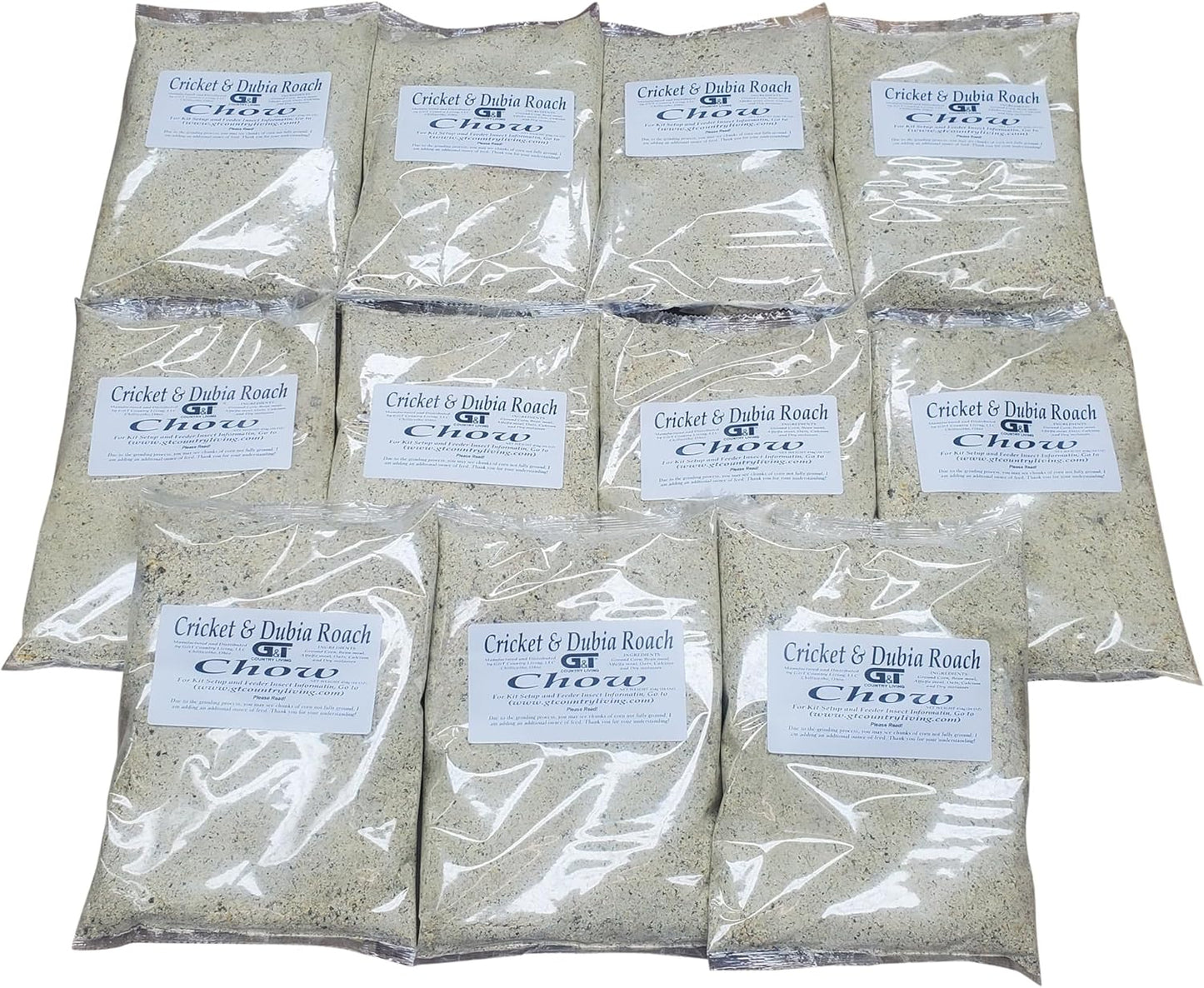 Cricket & Dubia Roach Feed Kit – 11 lb Bulk Insect Food (11 Individual Bags) – Premium Gut-Loading Diet for Feeder Crickets, Dubia Roaches, Reptiles, Amphibians, Lizards – GT Country Living