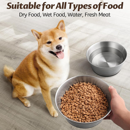 Stainless Steel Dog Bowls for Large Dogs, 64oz/8 Cups Non Slip Dog Metal Bowls, 2 Pack Food and Water Pet Bowls Heavy Duty Dishwasher Safe