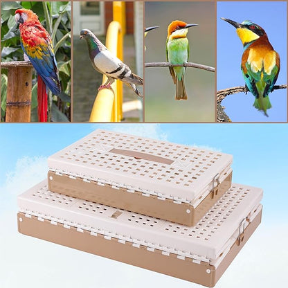 Plastic Foldable Pigeon Cage with Handle, Portable Bird Travel Carrier Cage Pigeon Cage Pairing Cage Pigeon Nest Box Easy to Clean for Training and Release Competition(S)(Two Doors)