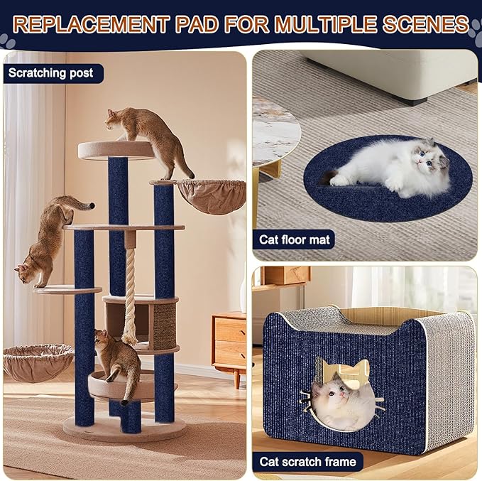 Cat Scratching Mat, 118.5"x15.9" Trimmable Self-Adhesive Cat Scratch Carpet, Couch Protector from Cats Claws, Furniture Corner Protectors for Cats, Indoor Furniture Protection for Chair (Dark Blue)