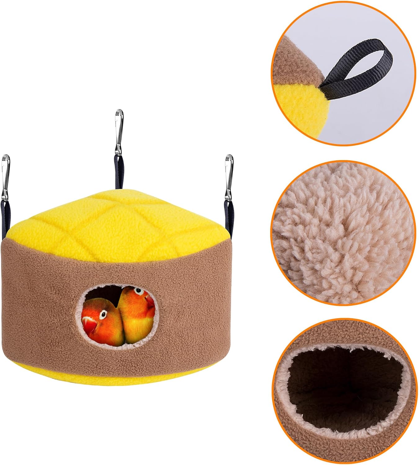 Plush Bird Nest for Cockatiel Bird, Parakeet Cage Accessories, Small Bird House for Cage