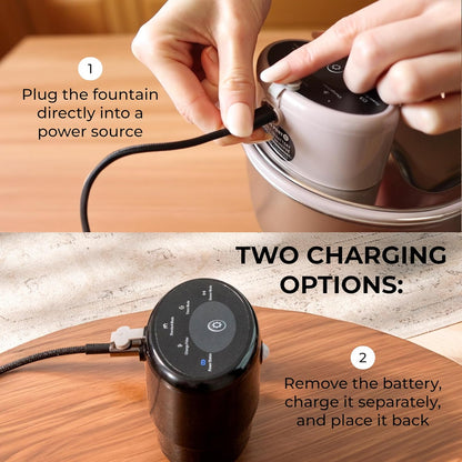 Wireless Cat Water Fountain Stainless Steel 108oz/3.2L, Cordless, Battery Operated Cat Fountain (Last up to 50 Days), Ultra Quiet, 2 Flow Modes, Multi-Filtration, BPA Free, Includes 2 Filters - White