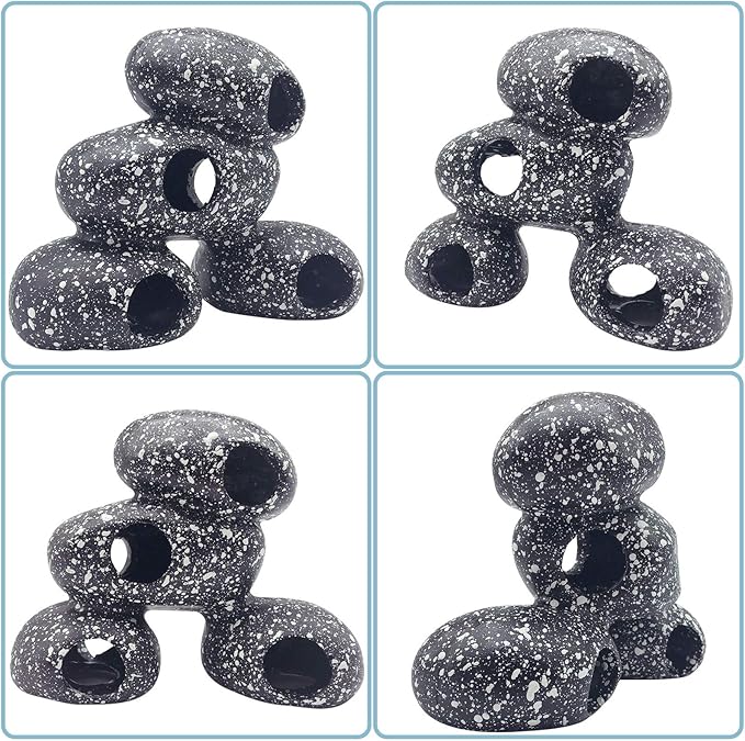 PINVNBY Aquarium Stone Hideaway Decoration,Resin Cichlids Rock Decor Realistic Betta Hideout Shelter Cave Fish Tank Ornament for Shrimp Short Bream Crayfish(L)