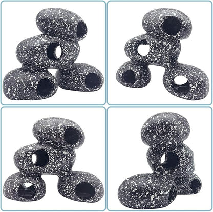 PINVNBY Aquarium Stone Hideaway Decoration,Resin Cichlids Rock Decor Realistic Betta Hideout Shelter Cave Fish Tank Ornament for Shrimp Short Bream Crayfish(L)