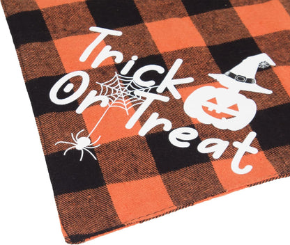 ADOGGYGO Halloween Dog Bandanas, Classic Orange Purple Plaid Pet Scarf Bib, Premium Cotton Fabric, Multiple Sizes, Halloween Bandanas for Small Dogs Pets (Small)