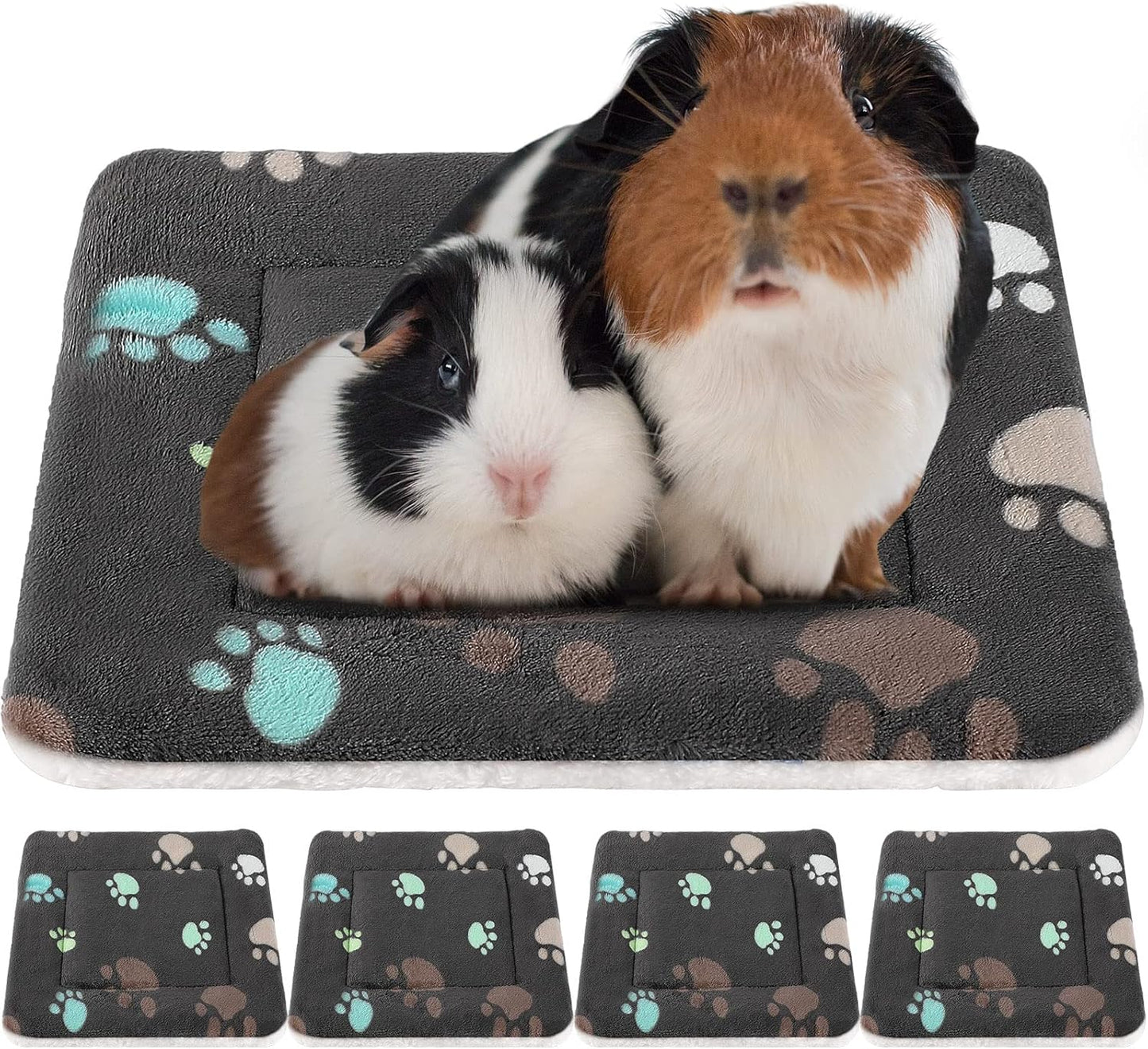 Tuanse 4 Pack Ultra Soft Dog Cat Bed Mat with Cute Prints Reversible Fleece Dog Crate Kennel Pad Cozy Washable Thickened Hamster Guinea Pig Pet Bed Mat for Small Animals(13 x 10 Inches,Black)