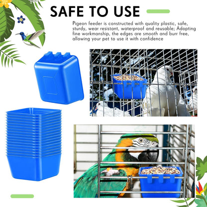 Maxdot 50 Pcs Cage Cups Chicken Feeder Cups 16 oz Hanging Bird Food Water Bowl Bunny Cage Feeding Dish for Pet Parrot Rooster Parakeet Gamefowl Poultry Pigeon(Blue)