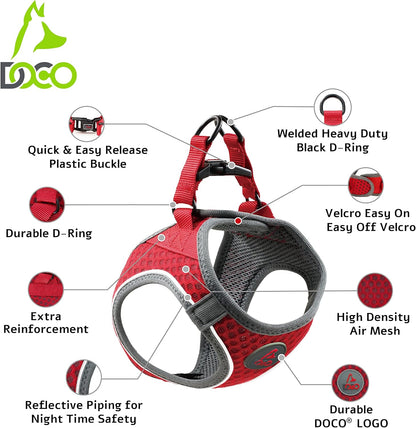 DOCO Dog Harness for Small Sized Dog - Athletica Adjustable, No Pull, No Choke, Puppy Vest Lightweight Air Mesh, Reflective, Puppy Essentials – Gray, Small (Chest 14.5"-15.5", Weight 6–10 lbs)
