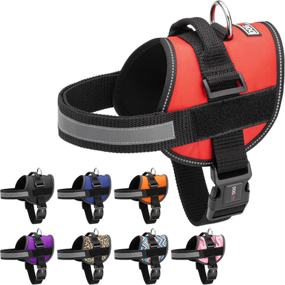 Dogline Dog Harness, Reflective No-Pull Adjustable Vest with Handle, Breathable No-Choke Harness for Small, Medium or Large Dogs Room for Patches Girth 27 to 34 in Red