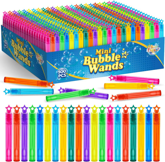 SpringFlower 500 PCS Mini Bubble Wands,Bubble Maker Toys for Kids,Summer Outdoor Bubble Activities,Bubble Party Favors Assortment Toys for Kids Party Favor Supply, Themed Birthday,10 Colors