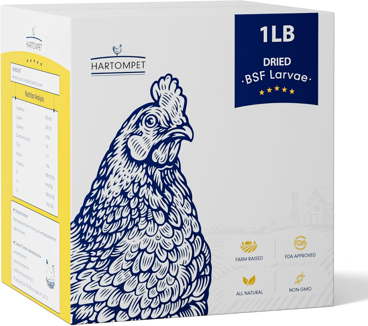 Nutrient-Rich Chicken Feed - 1LB Dried Black Soldier Fly Larvae, 100% Natural, 85X More Calcium Than Mealworms, Ideal for Molting & Laying Hens, Ducks, and Wild Birds, Reptiles and Hedgehogs