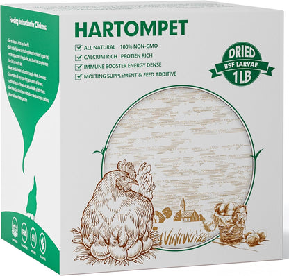 Dried BSF Larvae for Chickens - Non-GMO Poultry Feed Supplement, 85X More Calcium Than Mealworms, 1LB Grub Worms Perfect for Molting & Laying Hens, Ducks, and Wild Birds