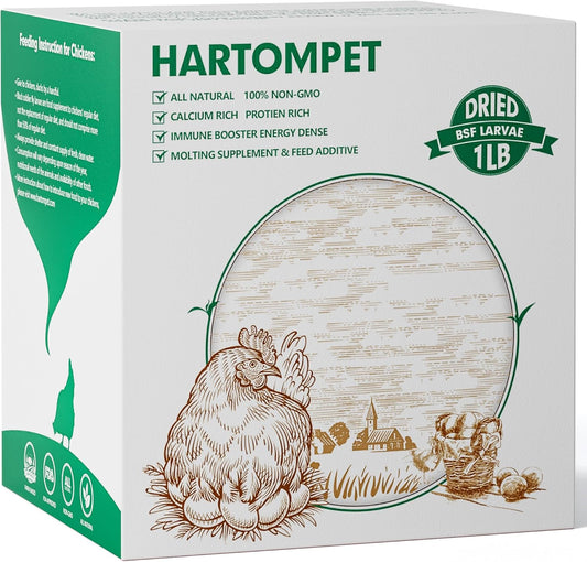 Dried BSF Larvae for Chickens - Non-GMO Poultry Feed Supplement, 85X More Calcium Than Mealworms, 1LB Grub Worms Perfect for Molting & Laying Hens, Ducks, and Wild Birds