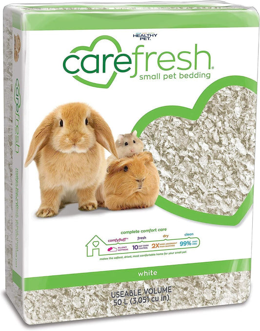 Carefresh 99% Dust-Free White Natural Paper Small Pet Bedding with Superior 10 Day Odor Control & Absorption, for Guinea Pigs, Hamsters, Rabbits, & Rats, 60 L