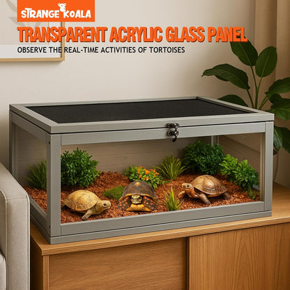 Tortoise Habitat Indoor,Outdoor Reptile Enclosure,Wooden Tortoise House Outdoor,Tortoises Enclosure Indoor (Grey)