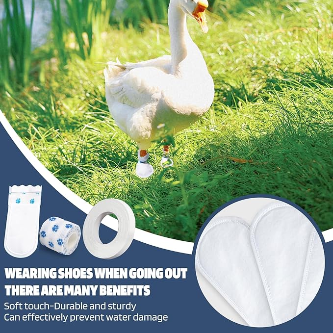 20 Pcs Disposable Duck Foot Protectors, Blue, 7.8*5.9 in, Duck Supplies with Blue Bandage
