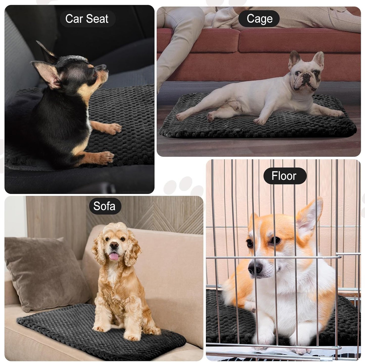 4 Pcs Self Heating Cat Pad Self Warming Cat Bed Dog Heating Pad Washable Thermal Pet Mat for Indoor Outdoor Pet 16 x 20 Inch Removable Non Slip(Black)